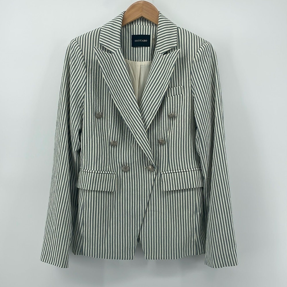 Dolce Cabo Striped Blazer in Blue and Cream S A17